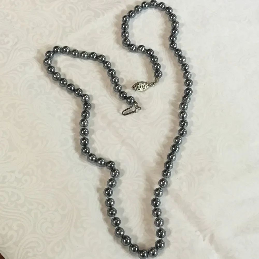 Faux Grey Pearl Necklace
